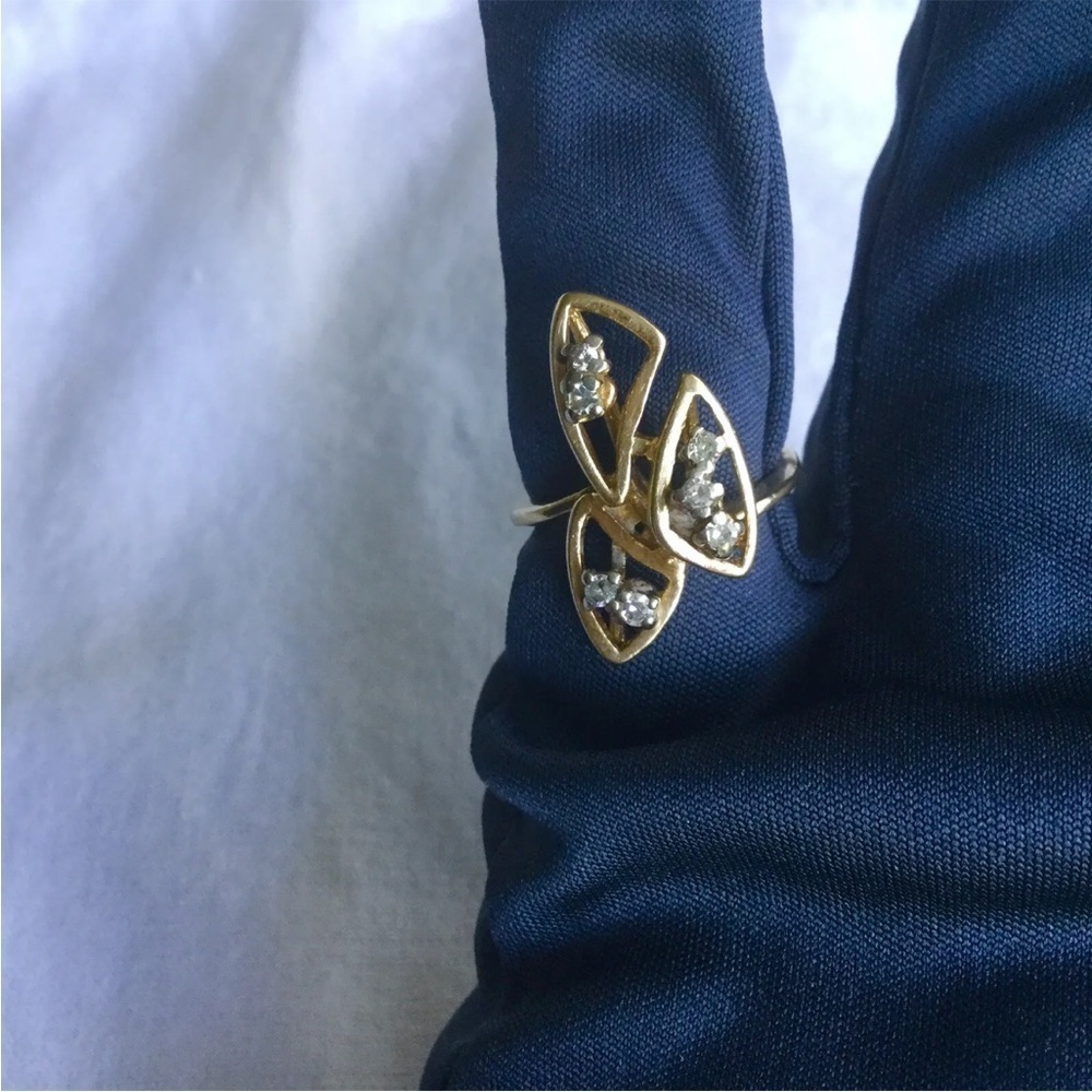 14K SOLID GOLD VS DIAMOND ESTATE LARGE ART DECO MODERN RING - Picture 2 of 10